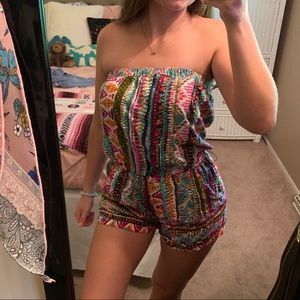 Angie Strapless Boho Pattern Rayon Romper